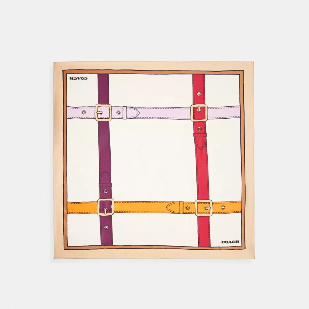 Trompe L'oeil Belt Print Silk Square Scarf